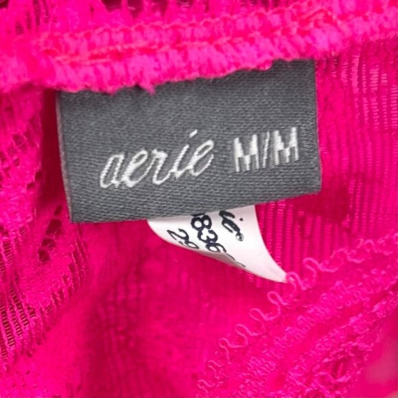 Aerie Paige Lace Bralette Medium Hot Pink Athleisure Loungewear - Picture 3 of 3